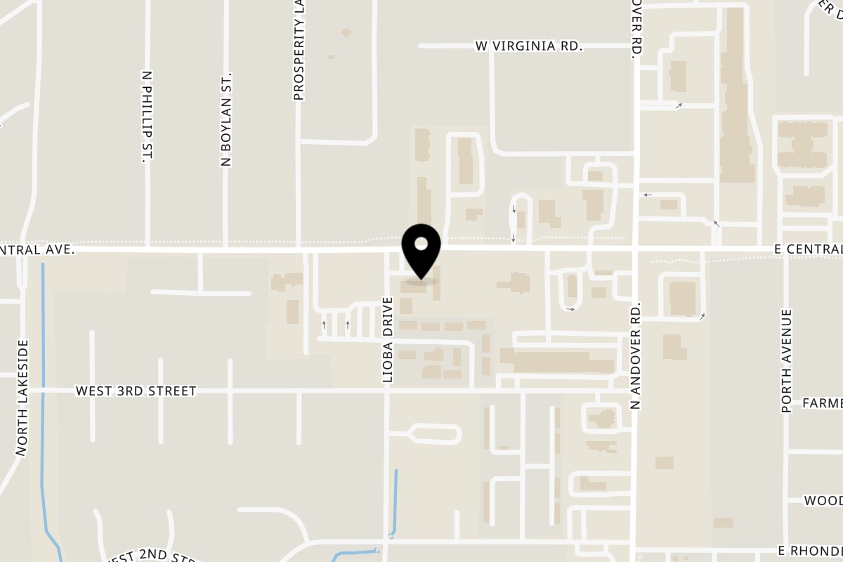 Map showing the location of Bob & Luigi's Pizzeria on 325 W Central Ave in Andover